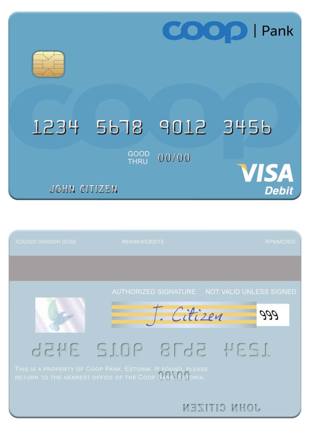 Estonia Coop Pank visa debit card